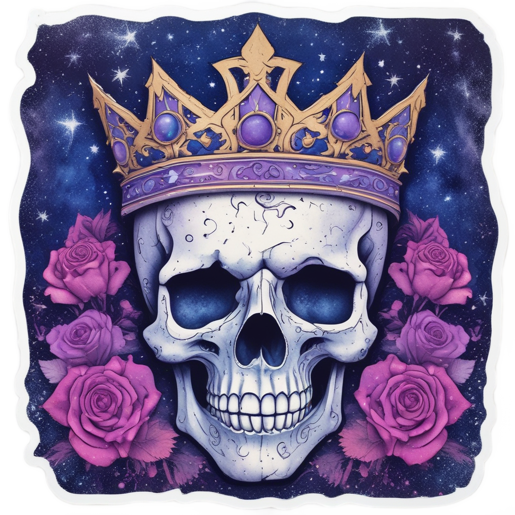 Cosmic Rose Crown Skull — floral skull stickers