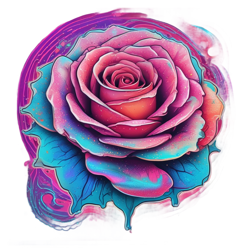 Cosmic Rose Galaxy — fine-line flash stickers