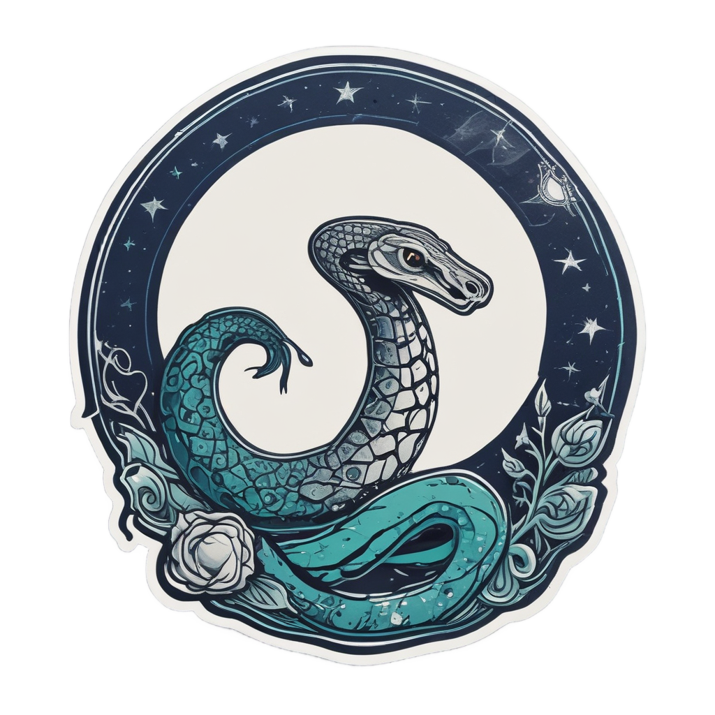 Cosmic Serpent Gazing Moon — moon stickers