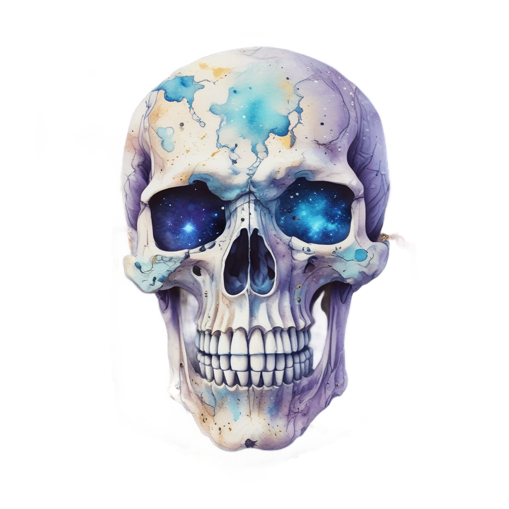 Cosmic Skull Galaxy — blackwork skull stickers