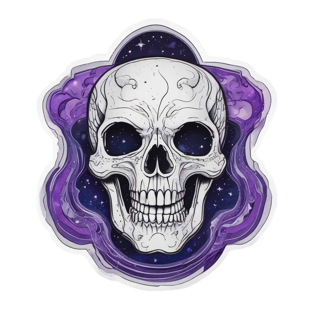 Cosmic Star Serpent — line-art skull stickers