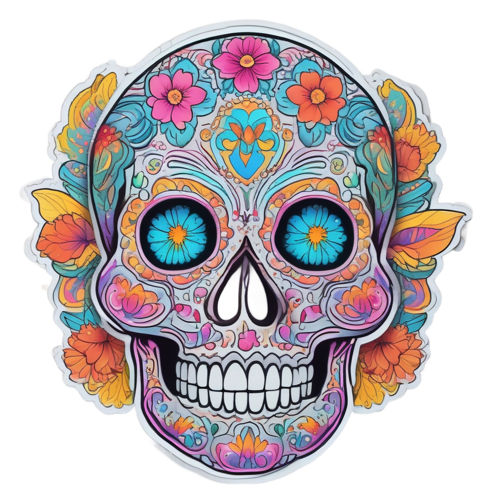 Cosmic Sugar Skull — skull & crossbones stickers