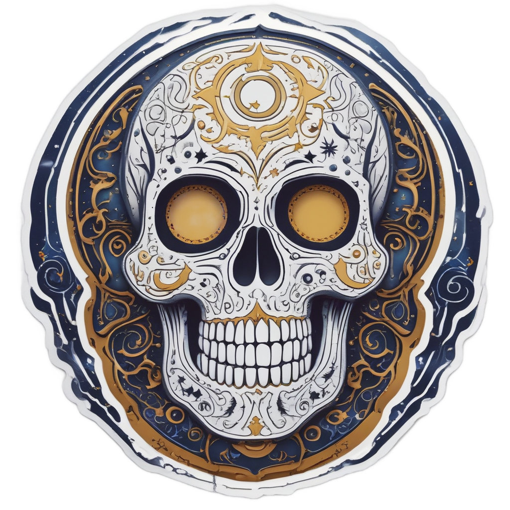 Cosmic Swirl Calavera — sugar skull stickers