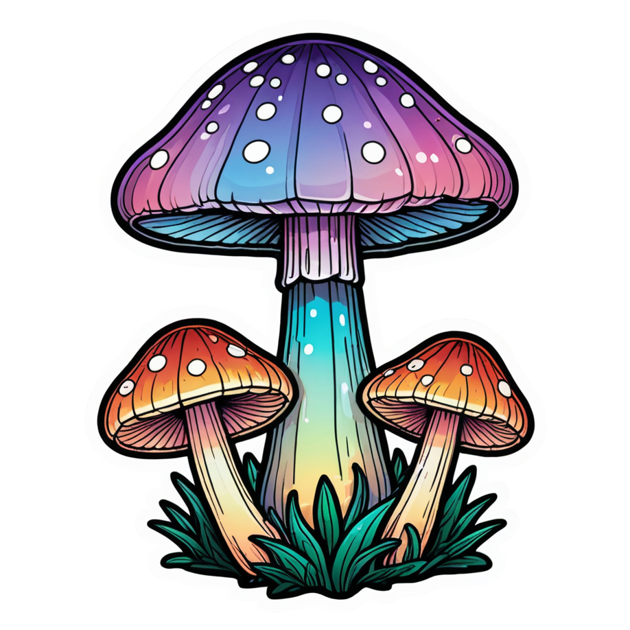 Lantern Shroom (holographic) — cottagecore stickers