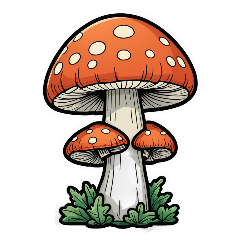 Lantern Shroom (lineart) — cottagecore stickers