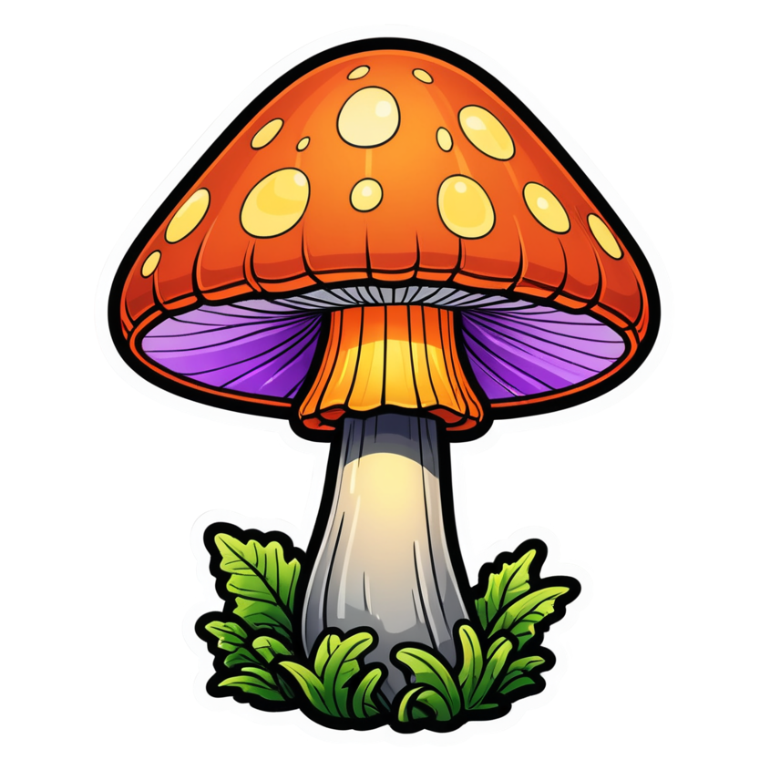 Lantern Shroom (neon) — cottagecore stickers