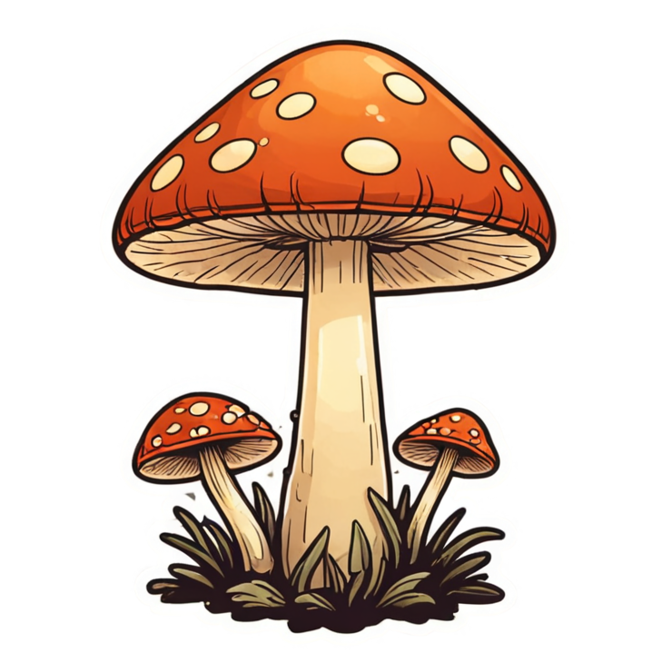 Lantern Shroom (retro) — cottagecore stickers