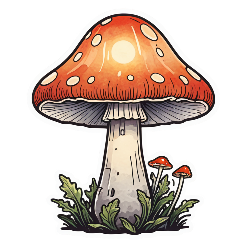 Lantern Shroom (watercolor) — cottagecore stickers