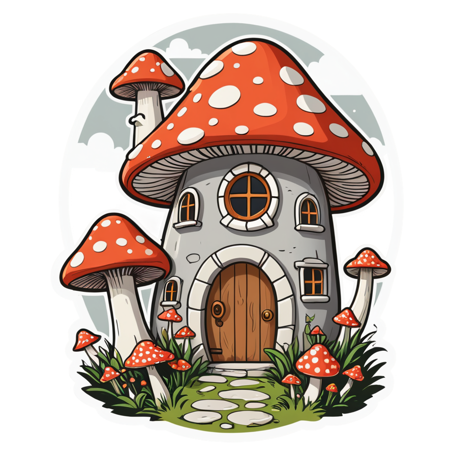Mushroom House — cottagecore stickers