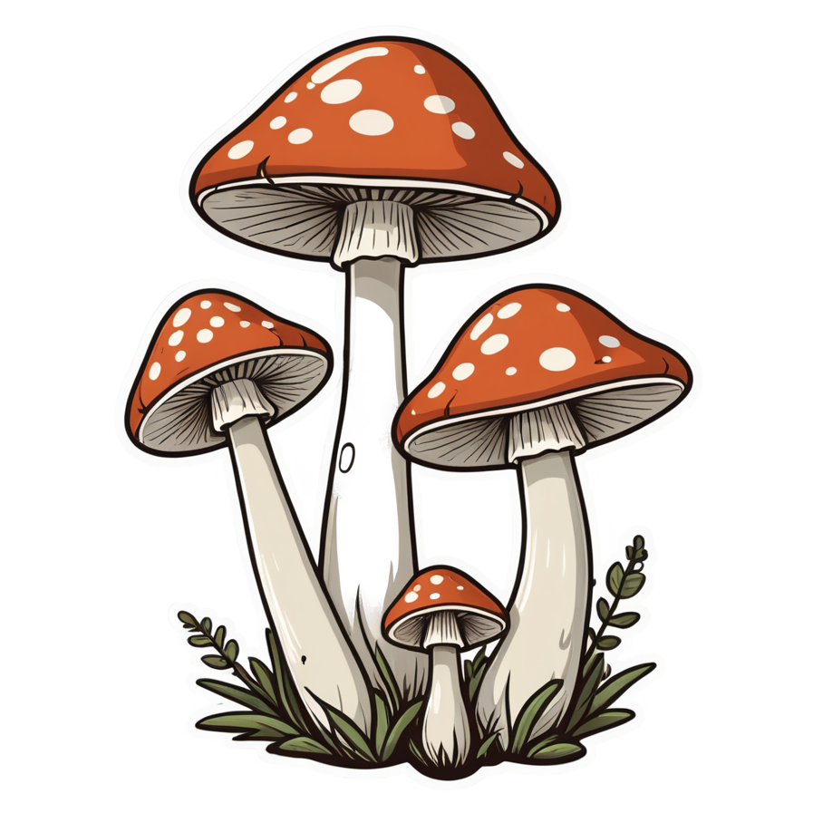 Mushroom Trio — cottagecore stickers