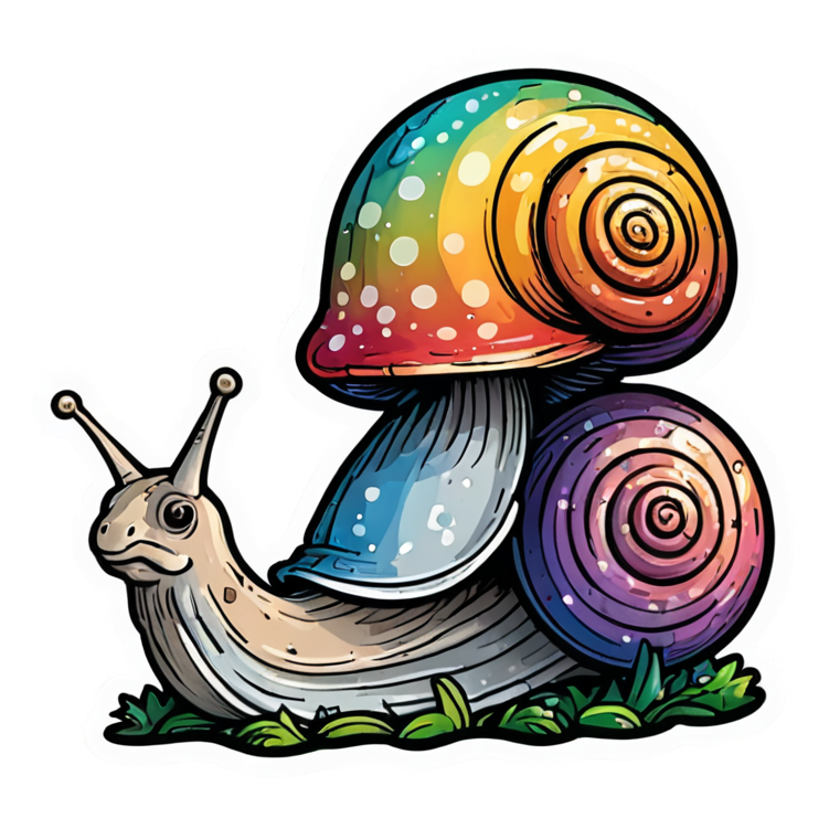 Snail & Shroom (holographic) — cottagecore stickers