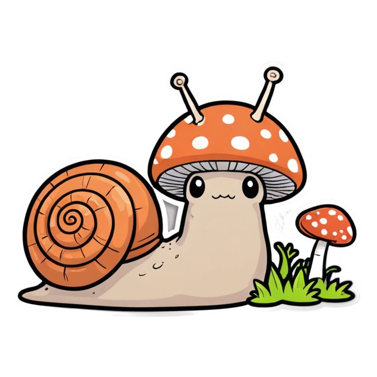 Snail & Shroom (kawaii) — kawaii stickers