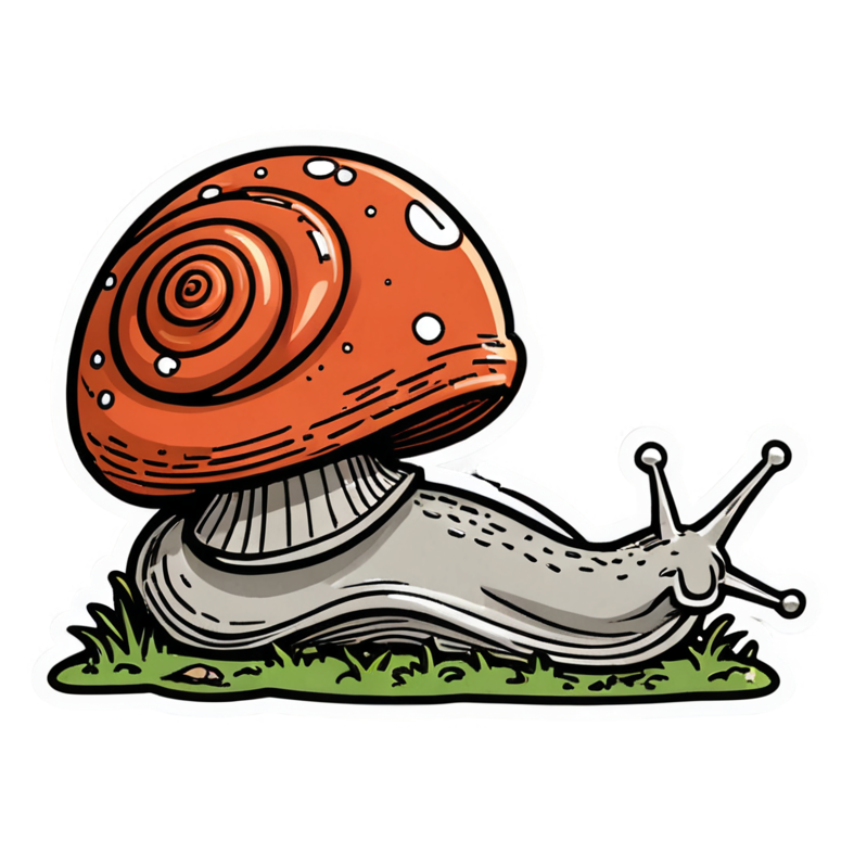 Snail & Shroom (lineart) — cottagecore stickers