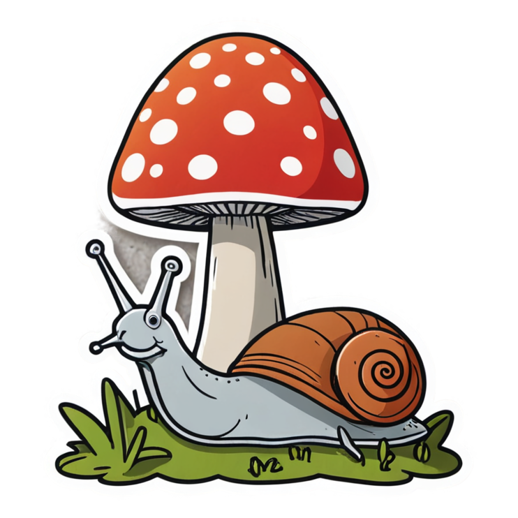 Snail & Shroom (papercut) — cottagecore stickers