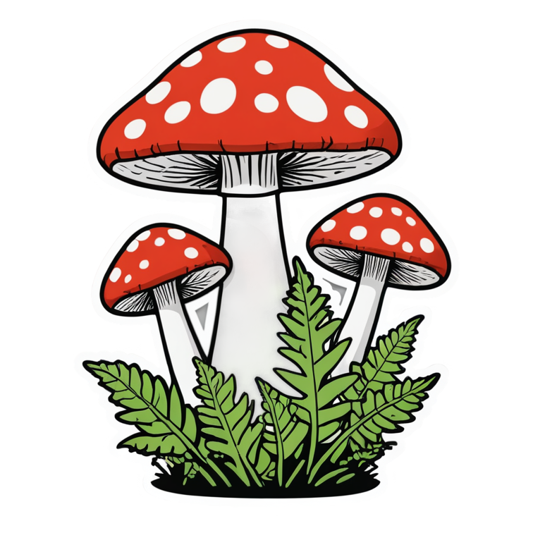 Red Toadstool (lineart) — cottagecore stickers