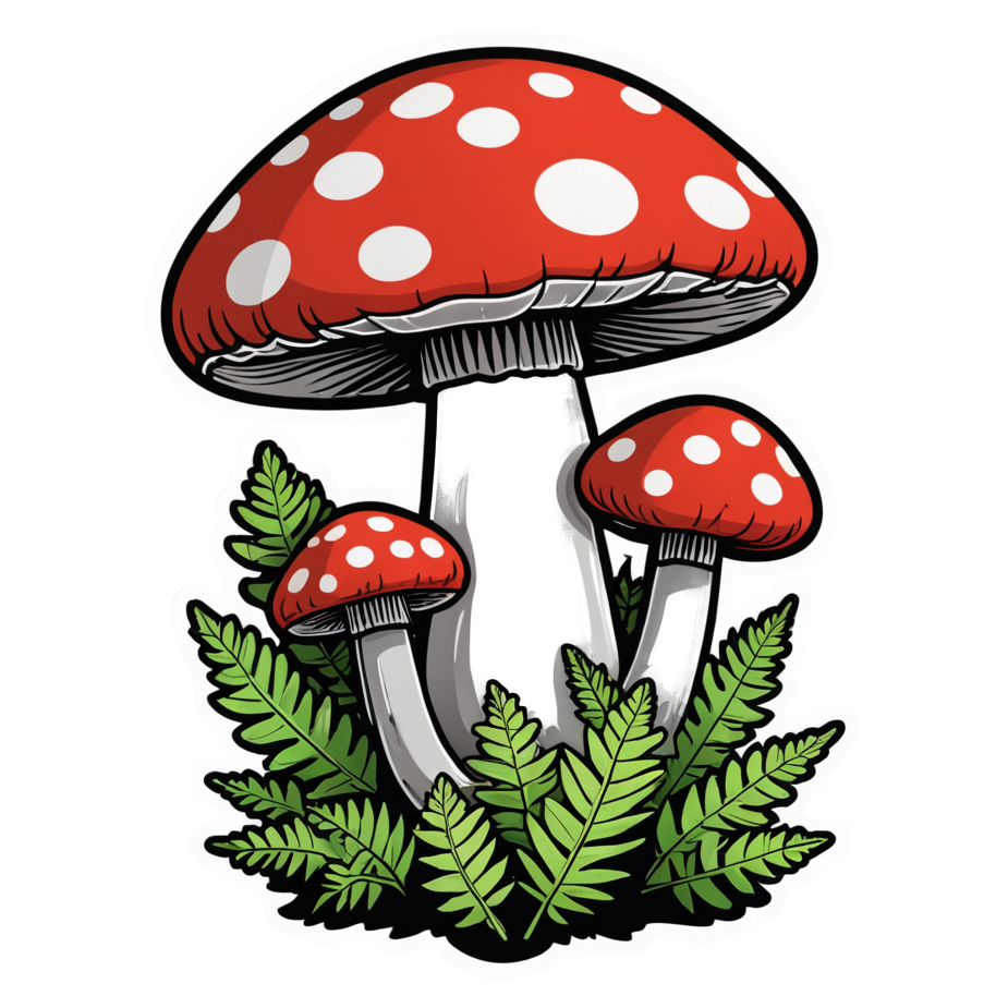 Red Toadstool (neon) — cottagecore stickers