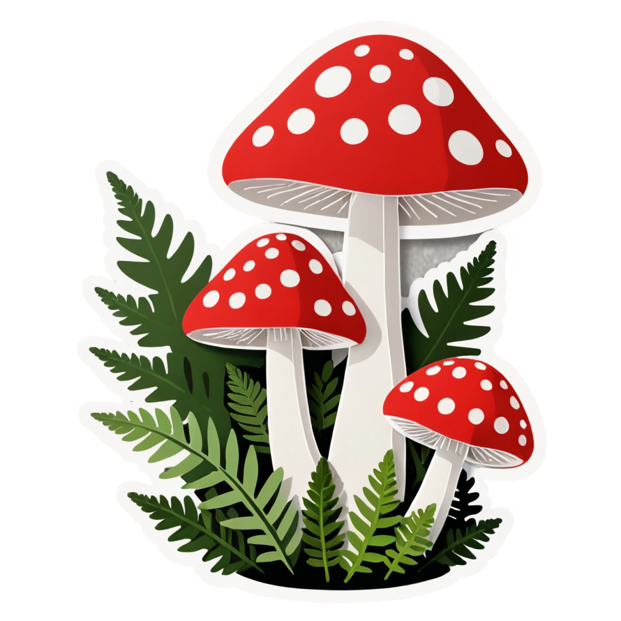 Red Toadstool (papercut) — cottagecore stickers