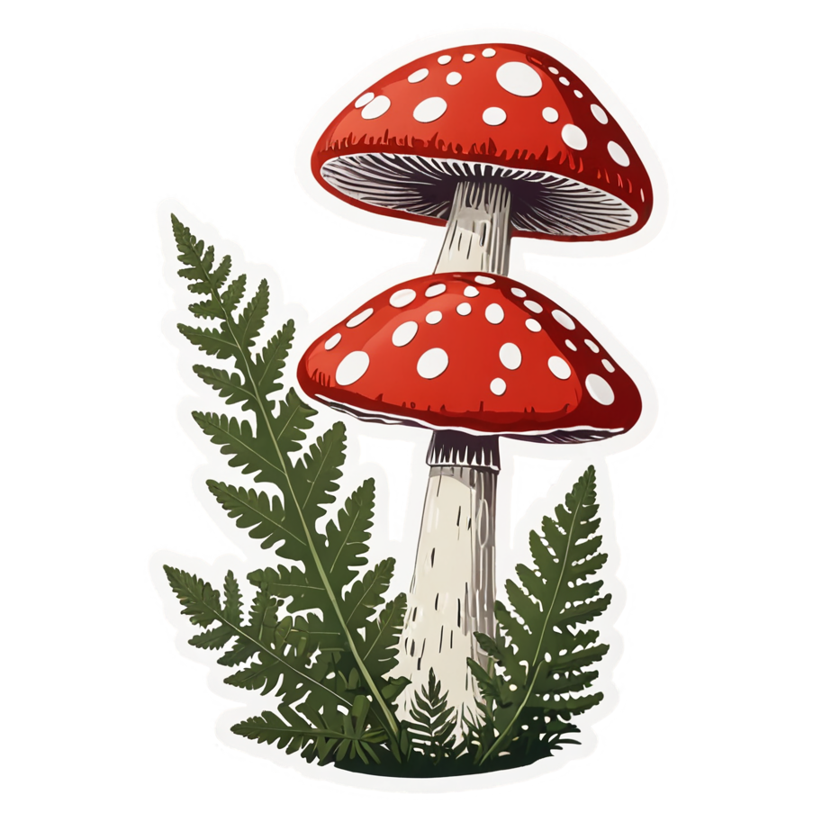 Red Toadstool (retro) — cottagecore stickers