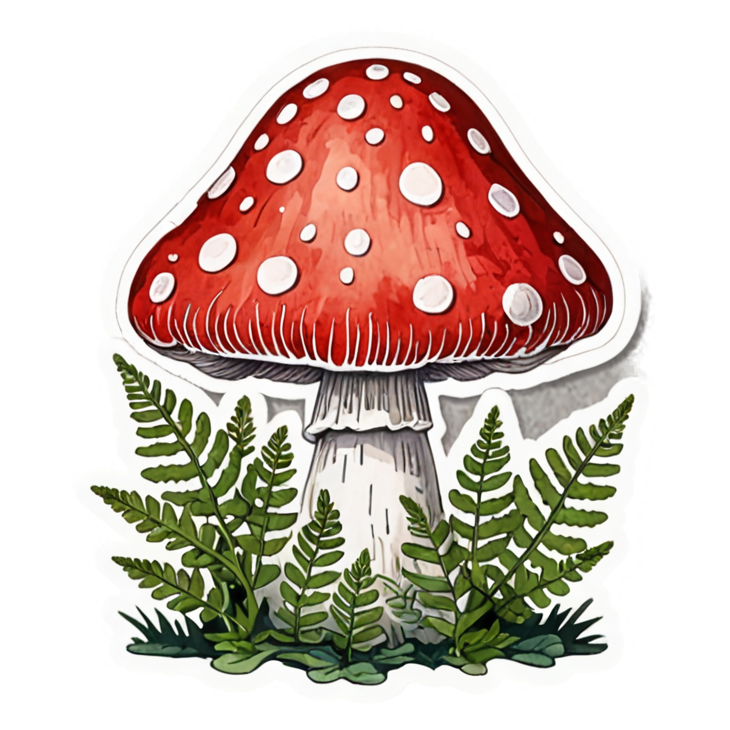 Red Toadstool (watercolor) — cottagecore stickers