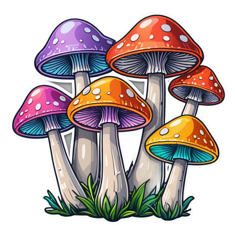 Mushroom Trio (holographic) — cottagecore stickers
