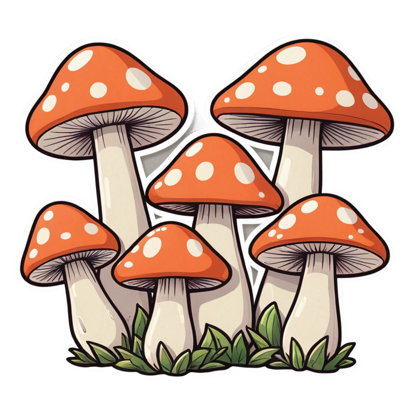 Mushroom Trio (kawaii) — kawaii stickers