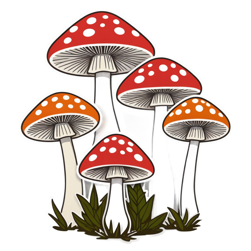Mushroom Trio (papercut) — cottagecore stickers
