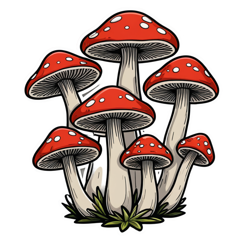 Mushroom Trio (tattoo) — cottagecore stickers