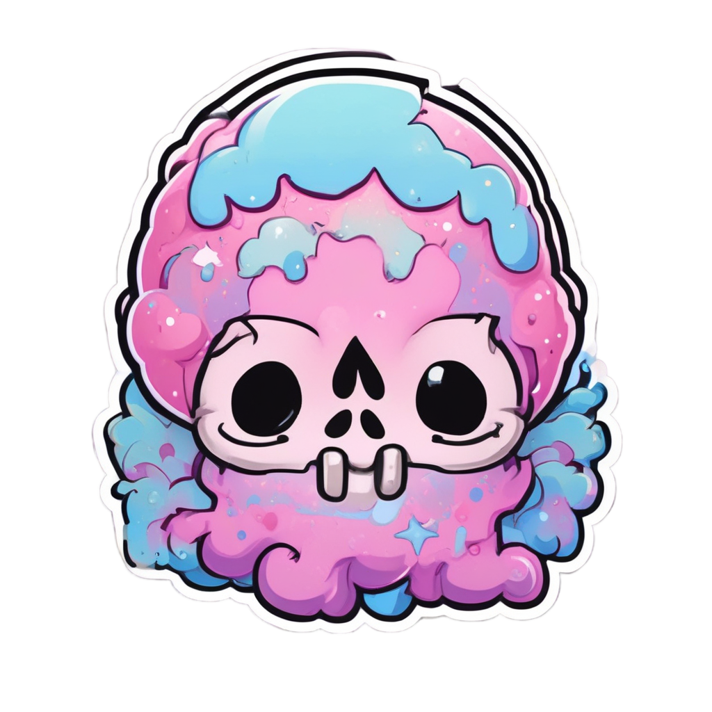 Cotton Candy Melt — flaming skull stickers