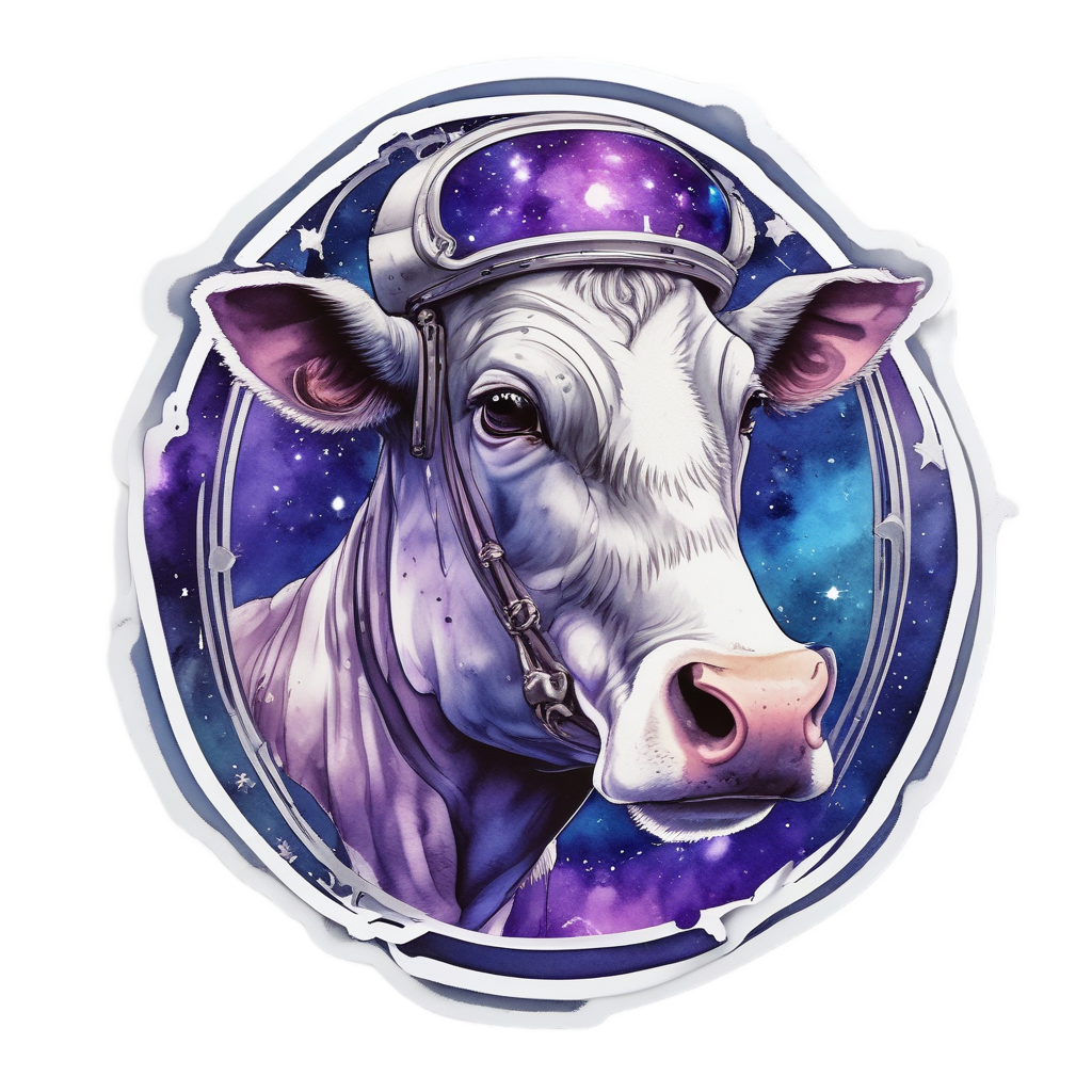 Cow Astronaut Dreamer — farm animals stickers