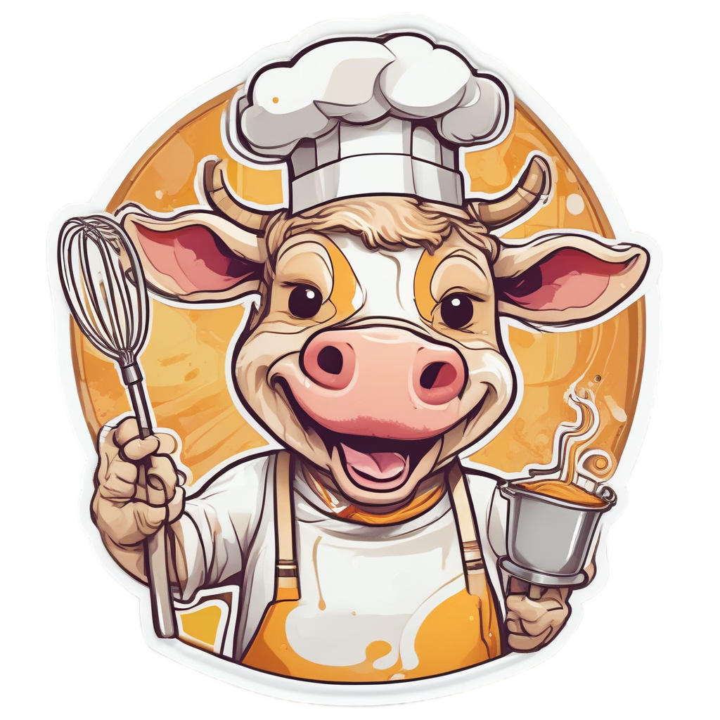 Cow Chef Delight — farm animals stickers
