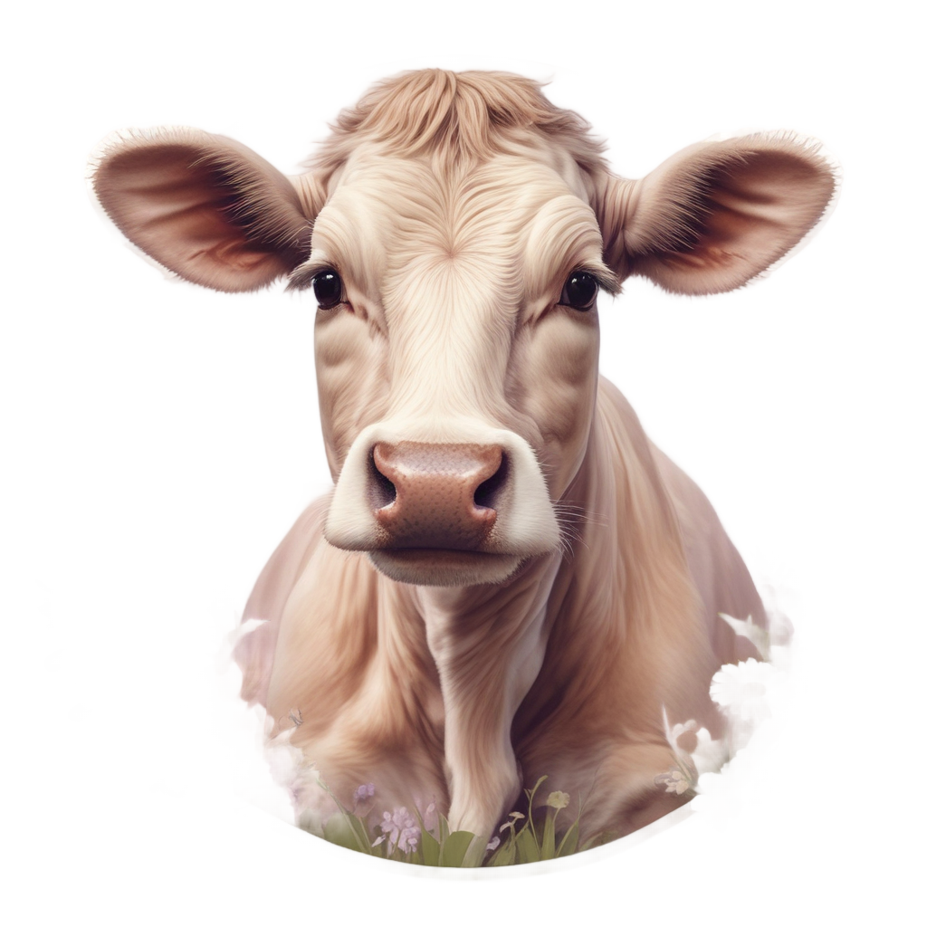 Cow Holding a Flower — nursery & baby stickers