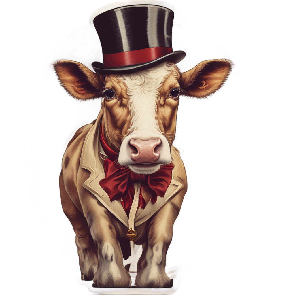 Cow with a Top Hat — nursery & baby stickers