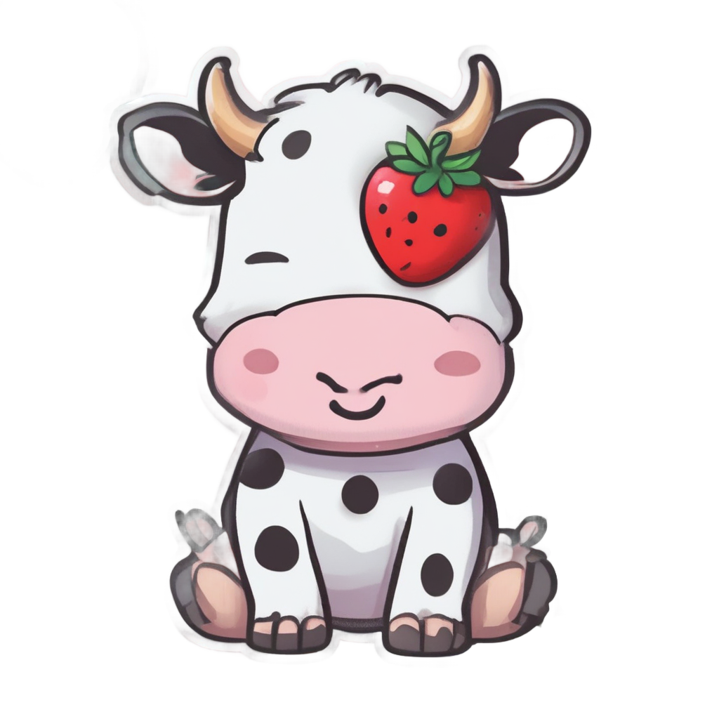Cow with Giant Strawberry — nursery & baby stickers