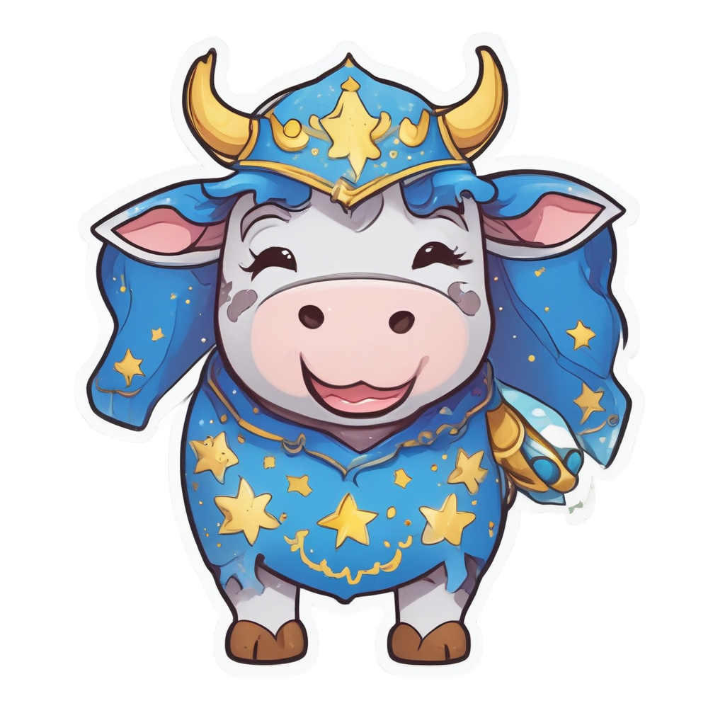 Cow with Starry Cape — farm animals stickers