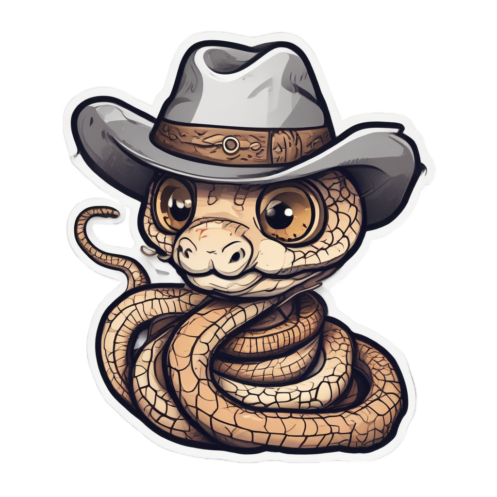 Cowboy Snake with Lasso — blackwork flash stickers