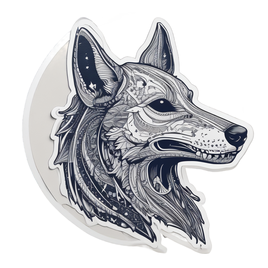 Coyote Skull Starry Howl — moon stickers