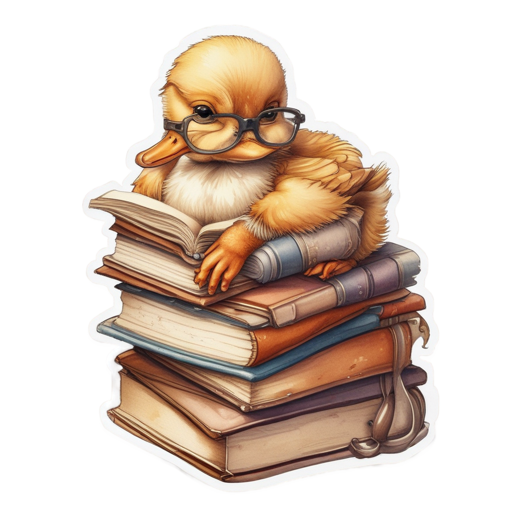 Cozy Bookworm Duckling — nursery & baby stickers