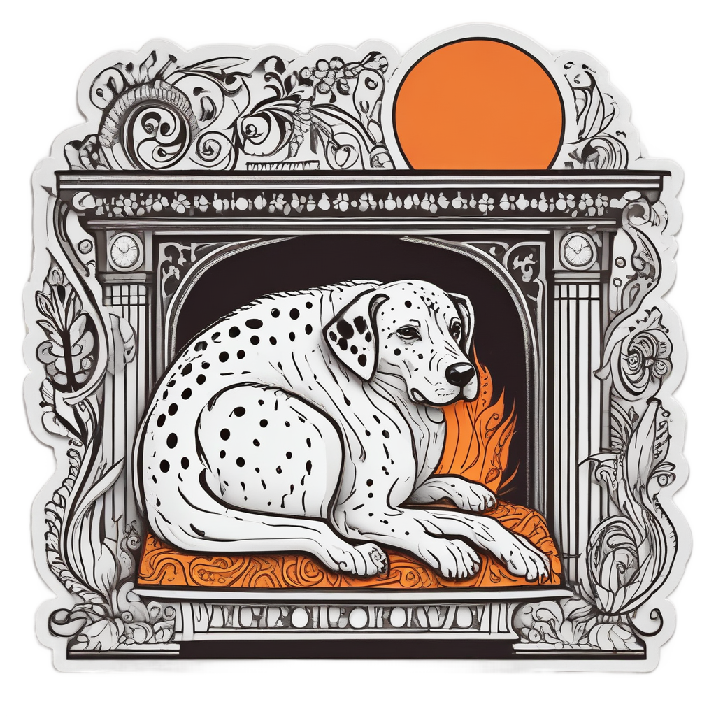 Cozy Fireplace Dalmatian — dogs stickers