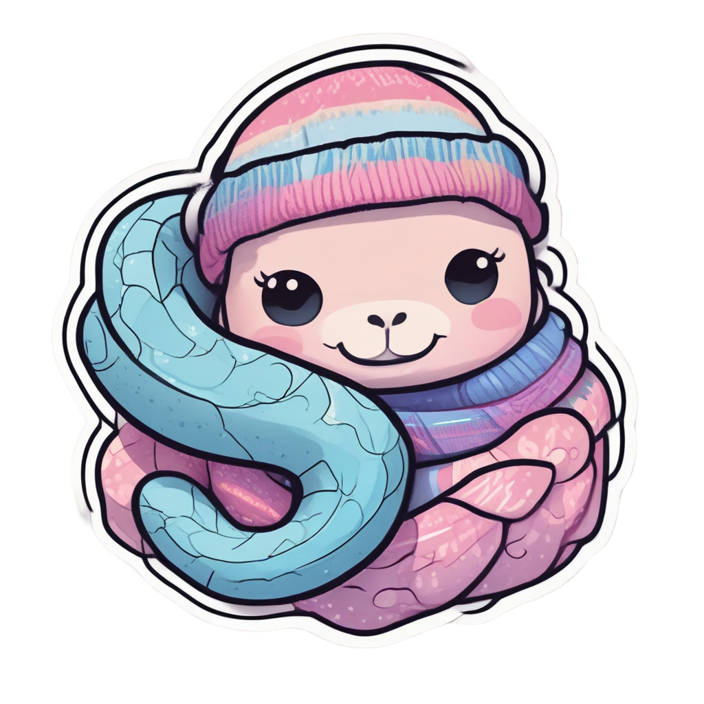 Cozy Knit Snake — fine-line flash stickers