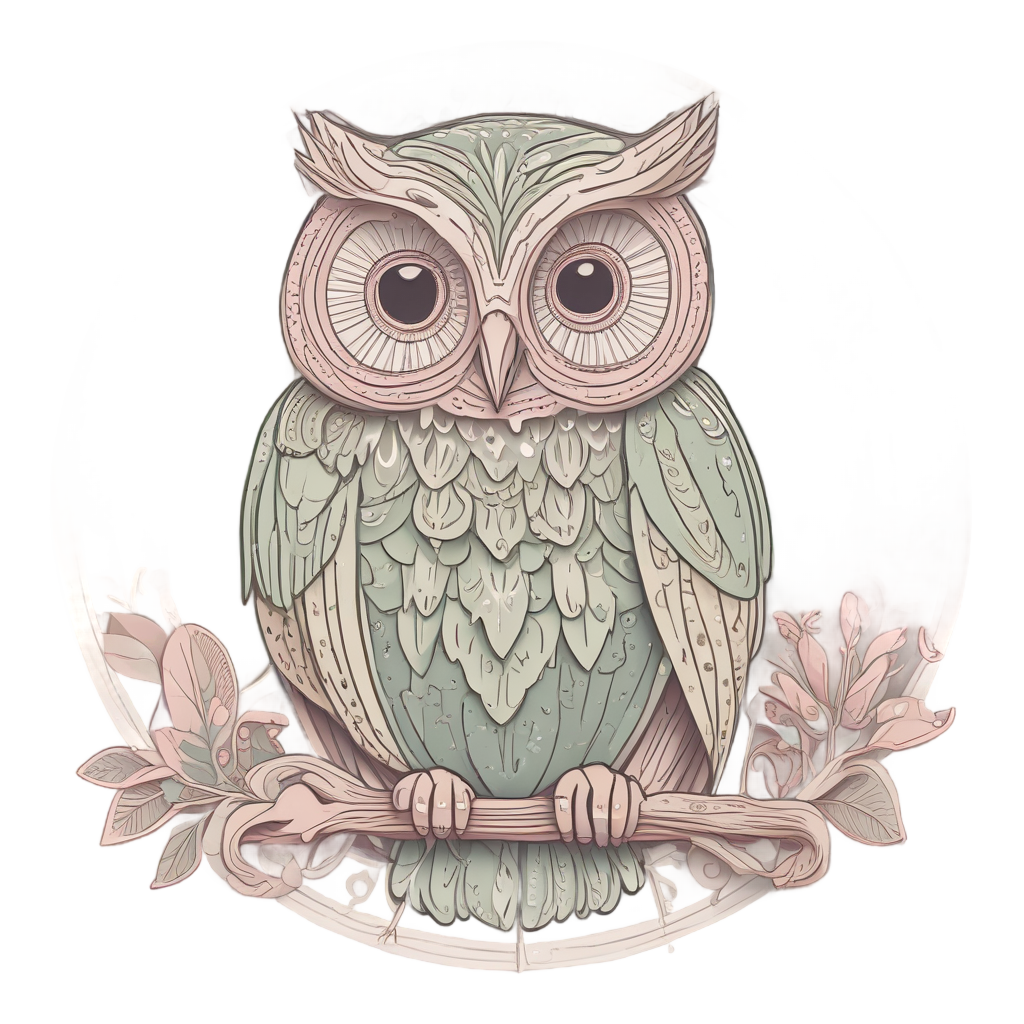 Cozy Knitting Grandmother Owl — woodland nursery stickers