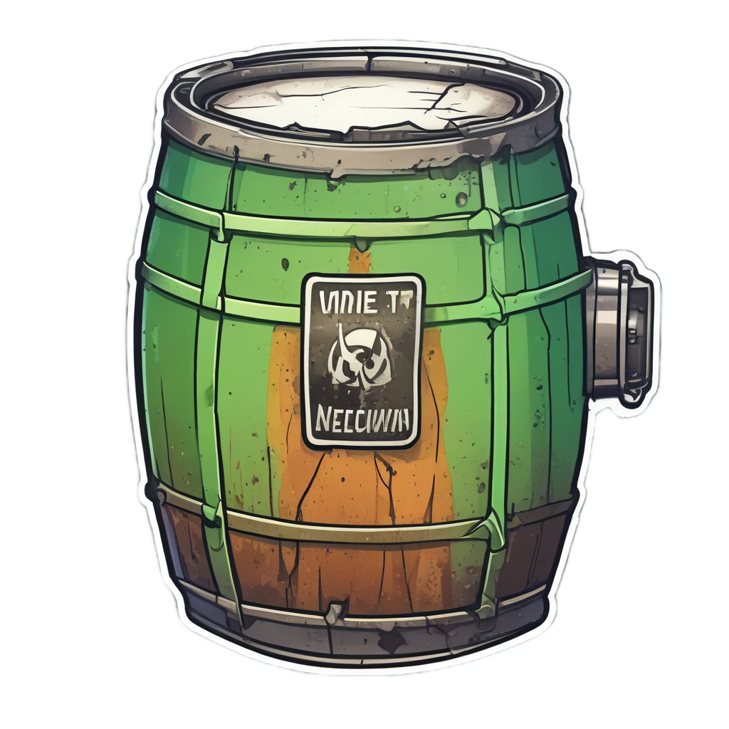 Cracked Barrel Warning — radioactive stickers