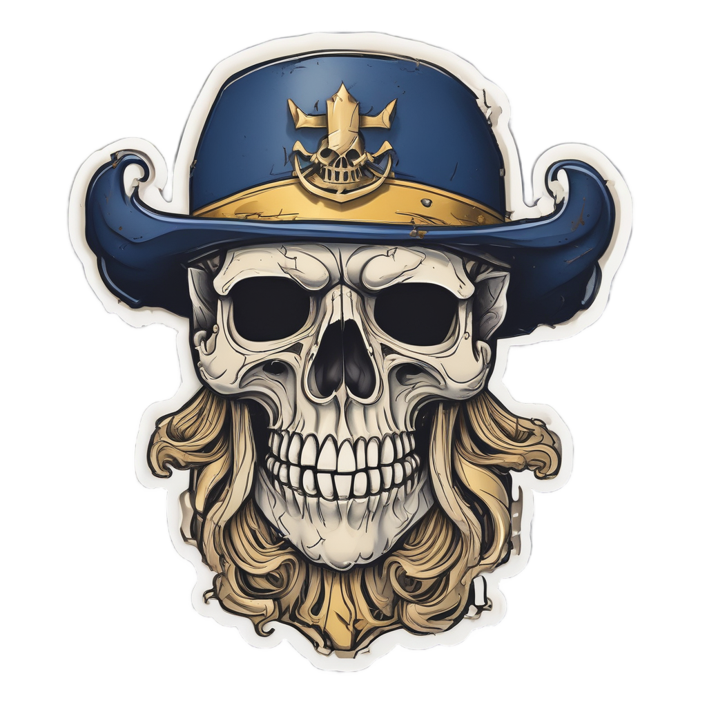 Cracked Bone Pirate Skull — blackwork skull stickers