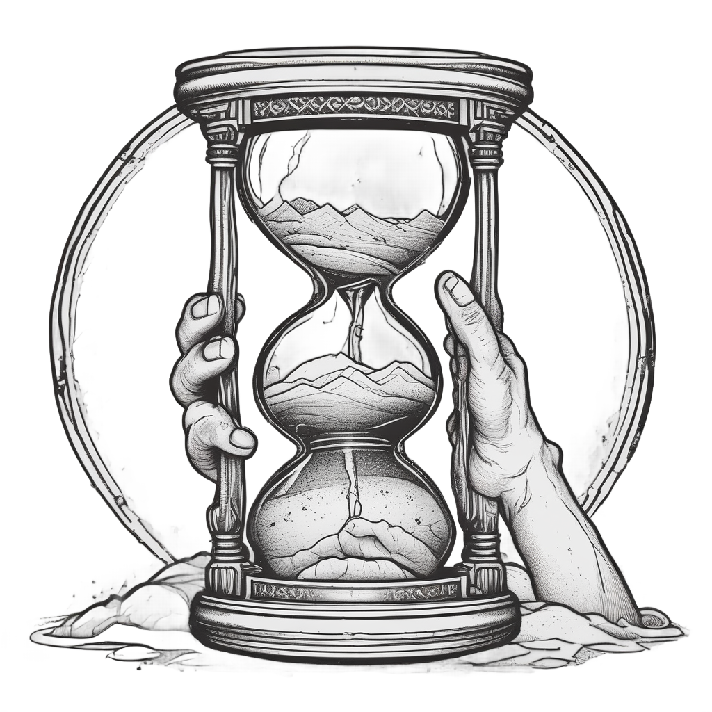 Cracked Hourglass Hand — blackwork flash stickers