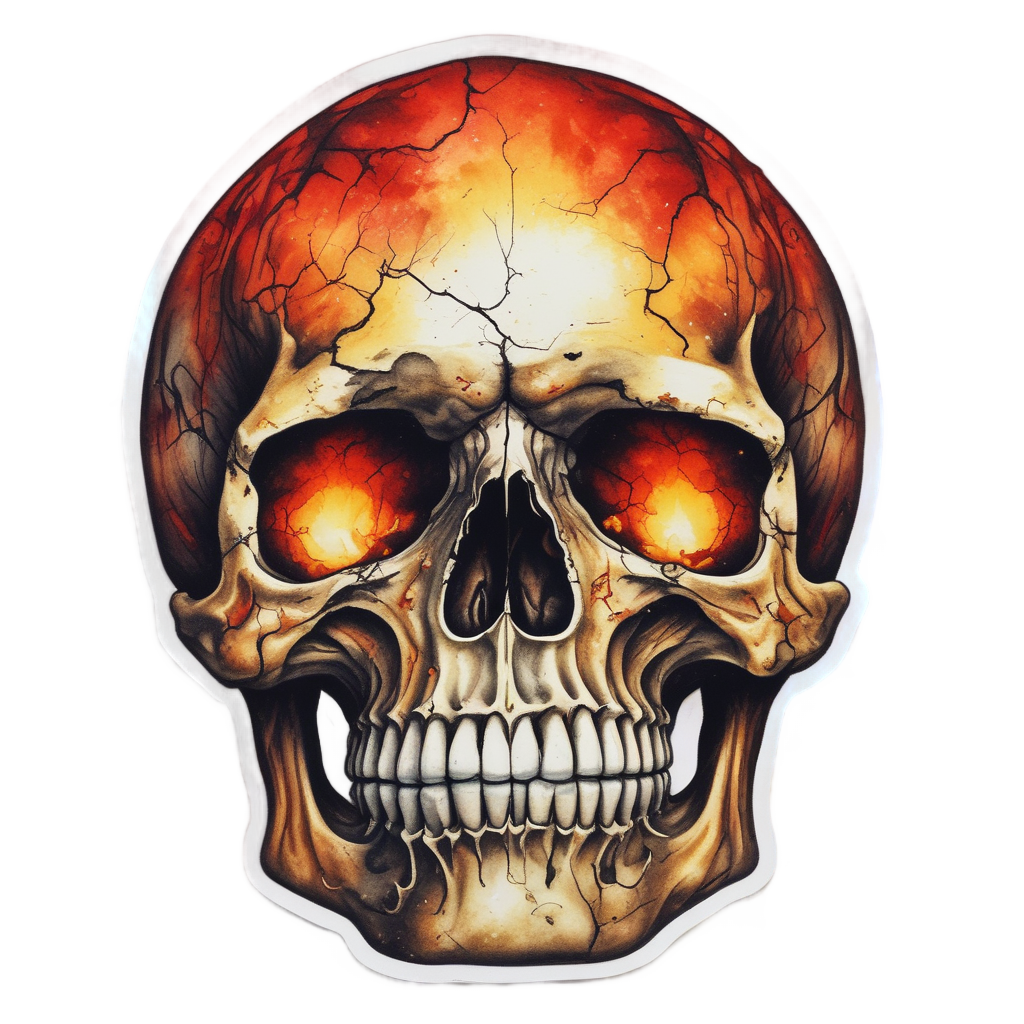 Cracked Magma Skull — flaming skull stickers
