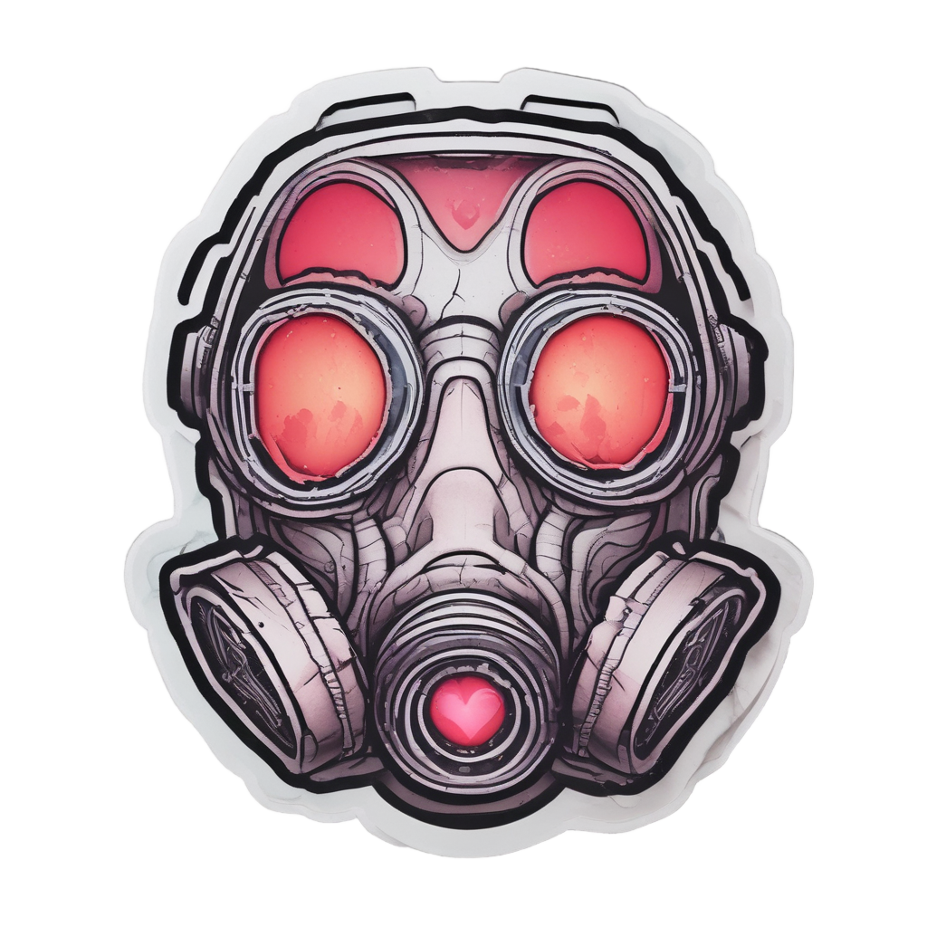 Cracked Neon Heart — danger symbol stickers