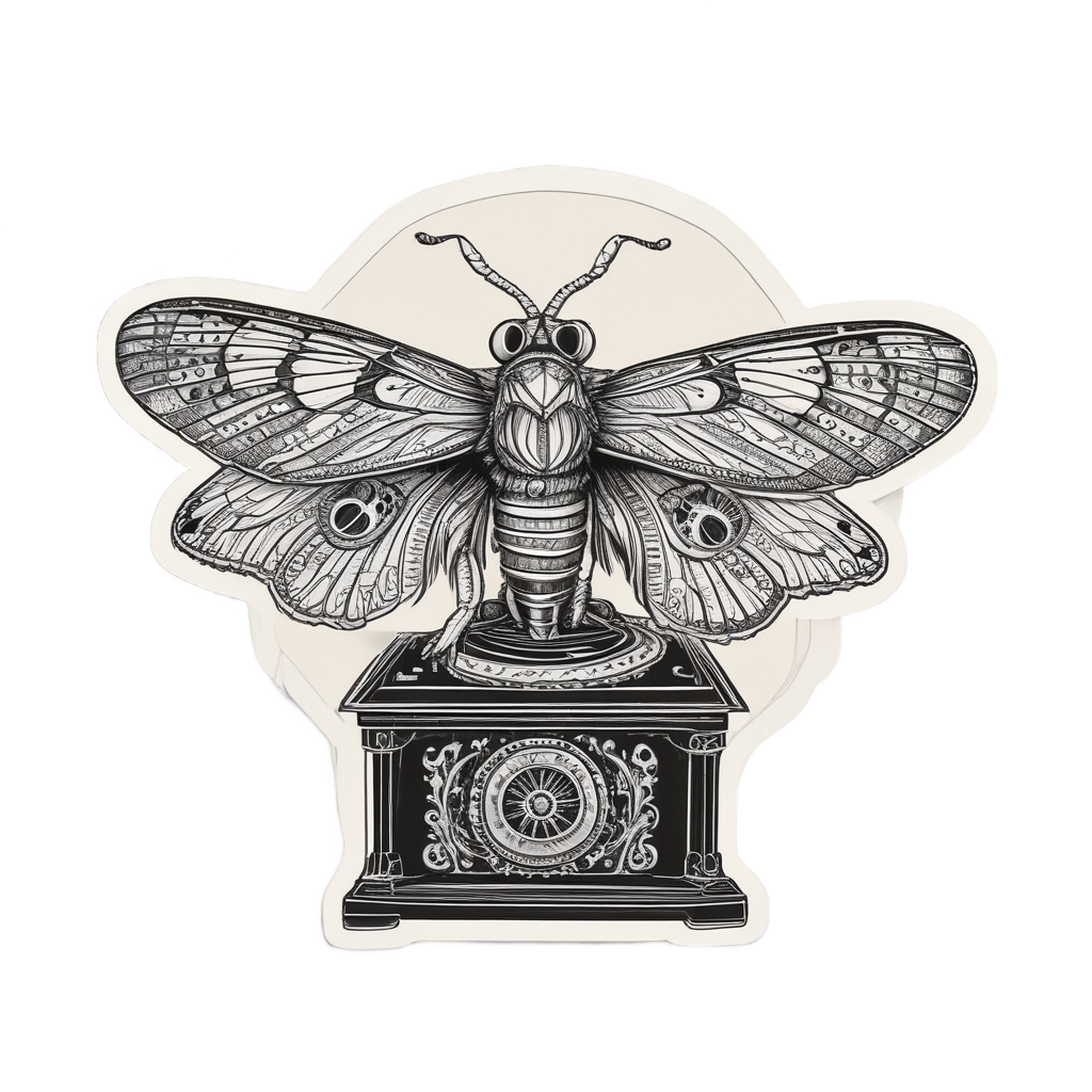 Cranium Cadence Moth — moths & ravens stickers