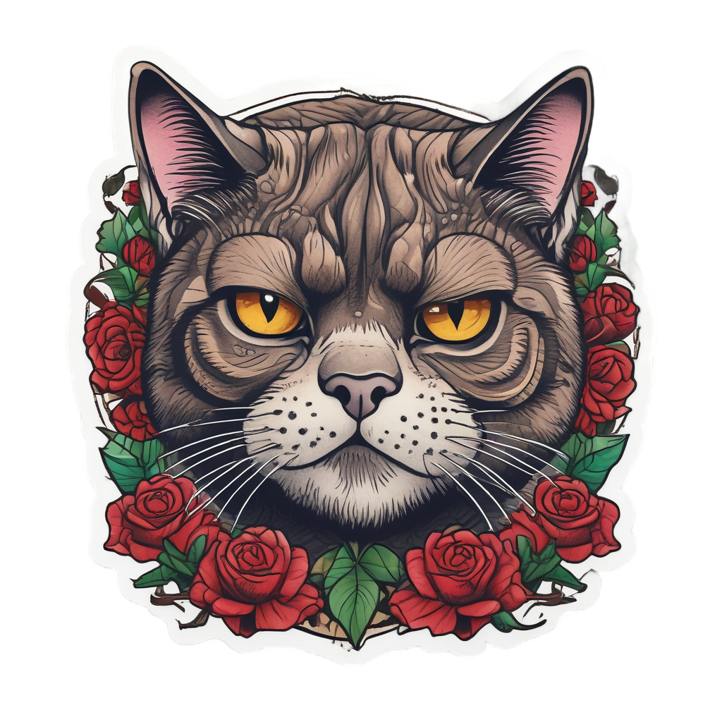 Cranky Rose Thorns — cats stickers