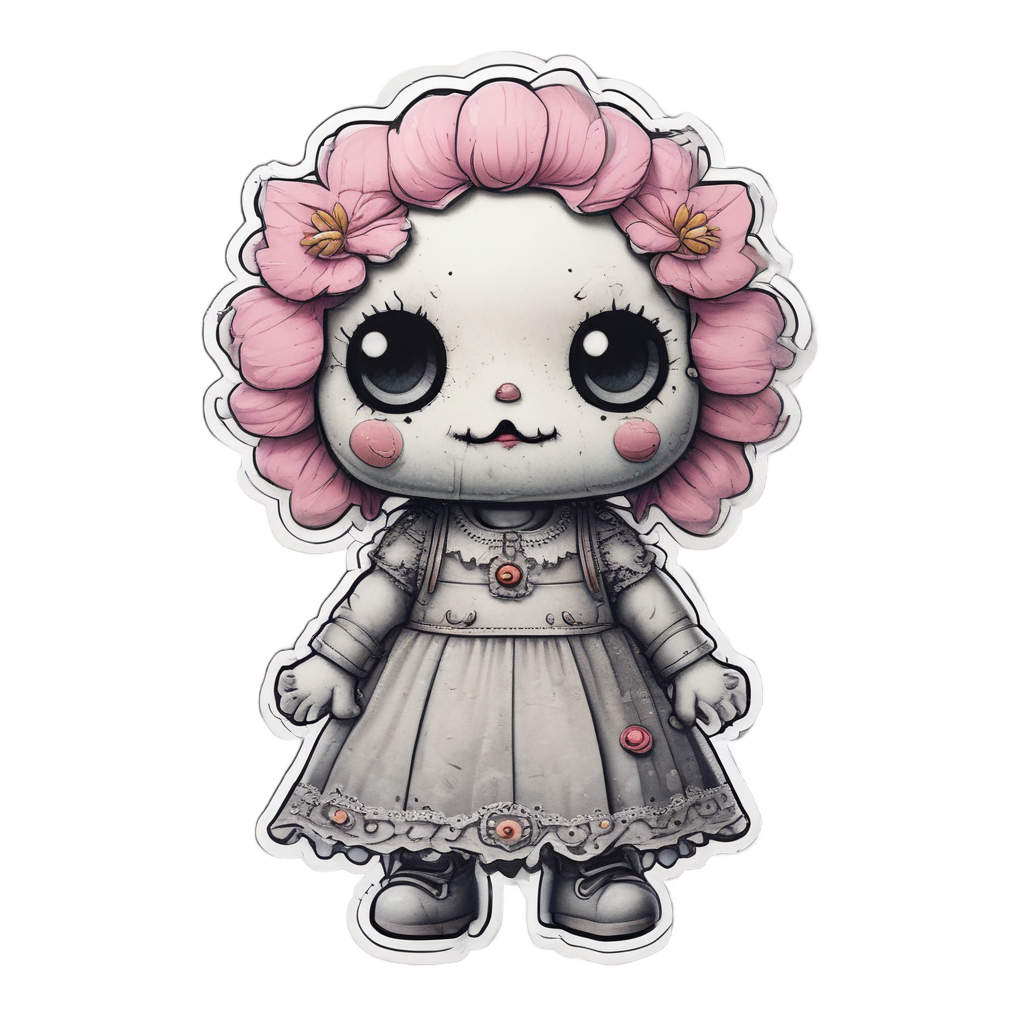 Creepy Doll Portrait — b-movie stickers