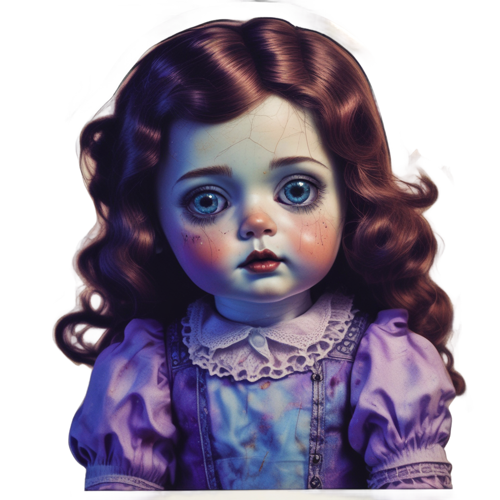 Creepy Doll's Neon Stare — b-movie stickers