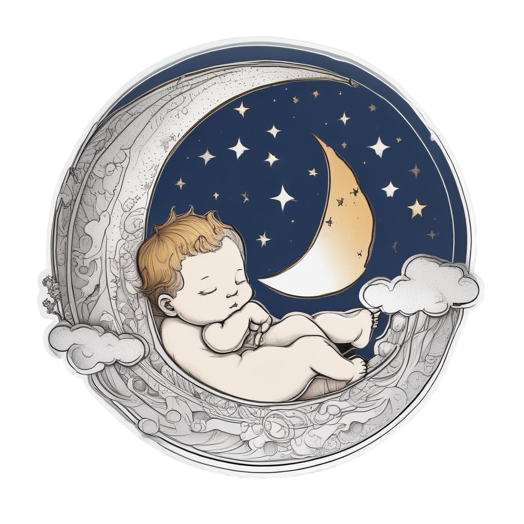Crescent Cradled Cloud — celestial nursery stickers